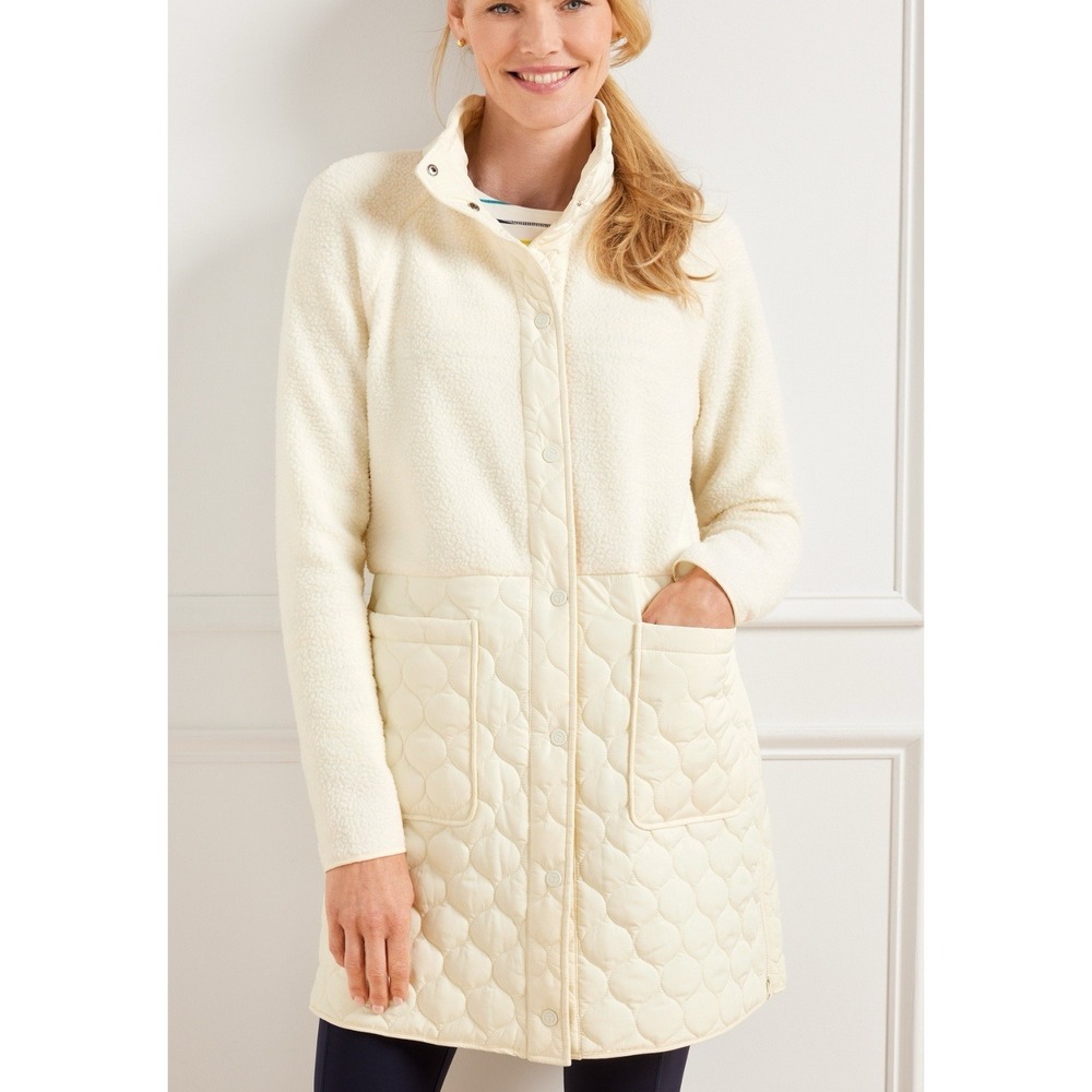NWT Talbots Cozy Sherpa Women's Cream Quilted Fleece Jacket Size Small Petite